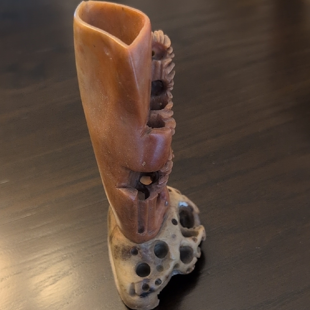 Vintage Artistic Brown/Salmon and Tan Soapstone Sculpture - Picture 3 of 16